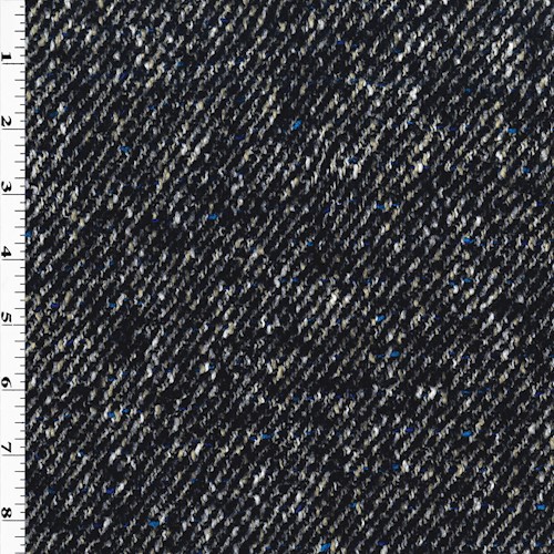 Ink Blue/White/Multi Wool Blend Textured Woven Jacketing APS00362