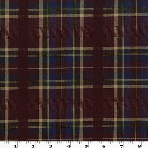 Deep Burgundy/Multi Wool Blend Plaid Shirting APS00367