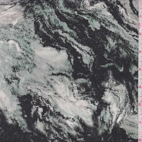 Jade/Black Marble Swirl Silk Crepe de Chine
