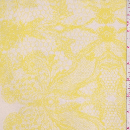 Lemon Lace Print Silk Crepe de Chine
