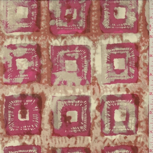 Fuchsia/Rust Batik Square Silk Crepe de Chine