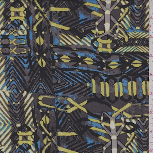Pewter/Citron/Blue Inca Silk Georgette
