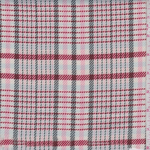 White/Pink/Moss Plaid Twill Suiting