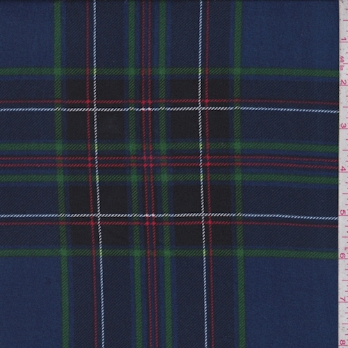 Violet Blue/Green Plaid Double Brushed Jersey Knit