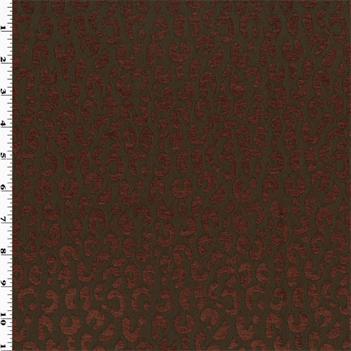 *1 1/4 YD PC--Burgundy/Brown Cheetah Chenille Damask Decorating Fabric
