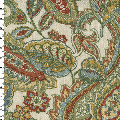 *3 YD PC--Beige/Multi Covington Paisley Floral Print Decorating Fabric
