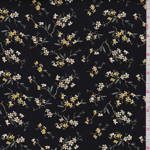 Black/Yellow Mini Daisy Double Brushed Jersey Knit