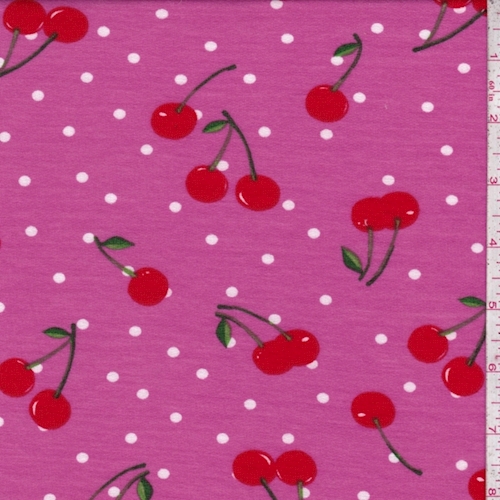 Deep Fuchsia Cherry Brushed French Terry Knit