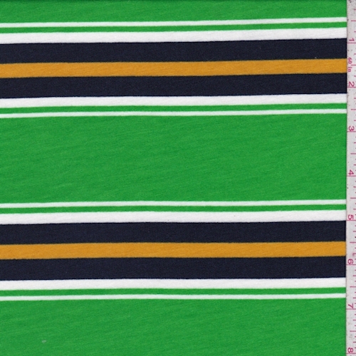 Lime/Navy/Gold Stripe Brushed French Terry Knit