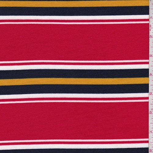Red/Navy/White Stripe Brushed French Terry Knit