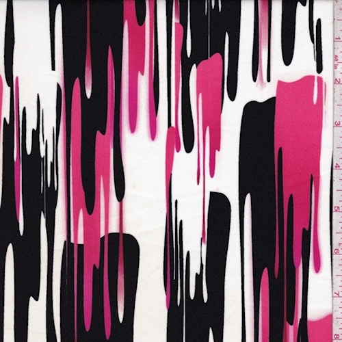 White/Black/Deep Coral Abstract Swimwear
