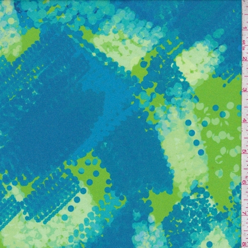 Aqua/Lime Dotted Patchwork Swimwear