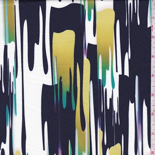 White/Navy/Avocado Abstract Swimwear