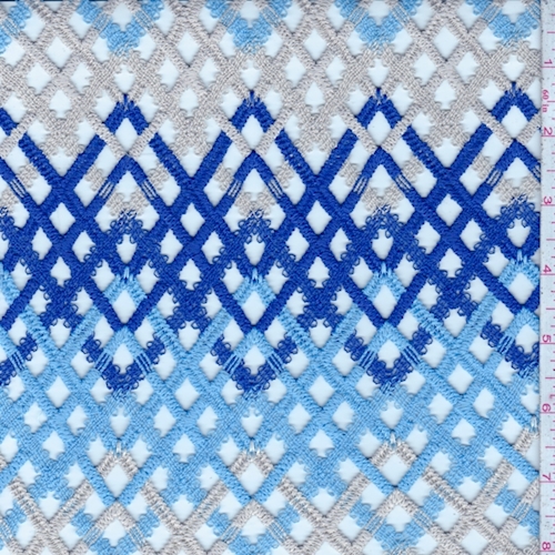 Cobalt/Blue/Beige Chevron Lace