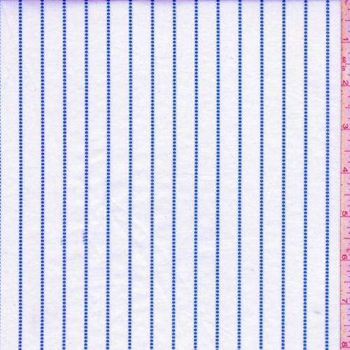 *1 3/8 YD PC--White/Navy Embroidered Stripe Cotton