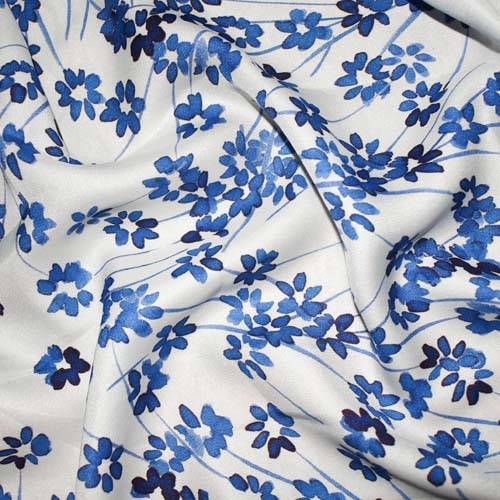 *4 1/2 YD PC--Ink Blue/White Floral Printed Lining