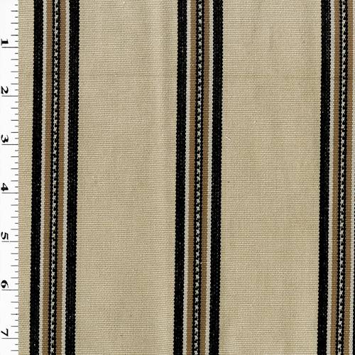 *3 1/2 YD PC--Beige/Charcoal Stripe Woven Home Decorating Fabric