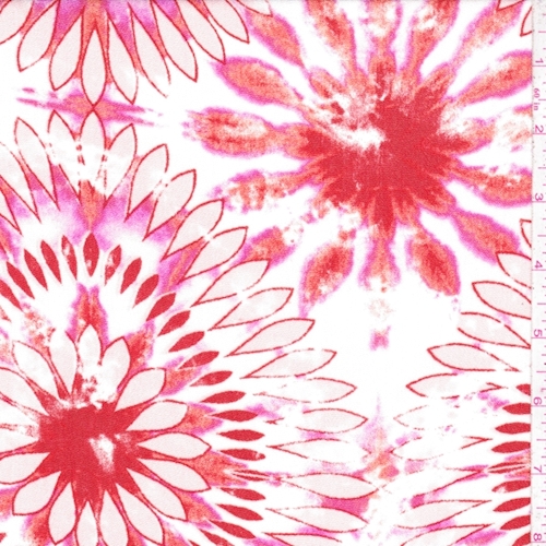 *2 3/8 YD PC--White/Dark Orange Tie Dye Floral Crepon