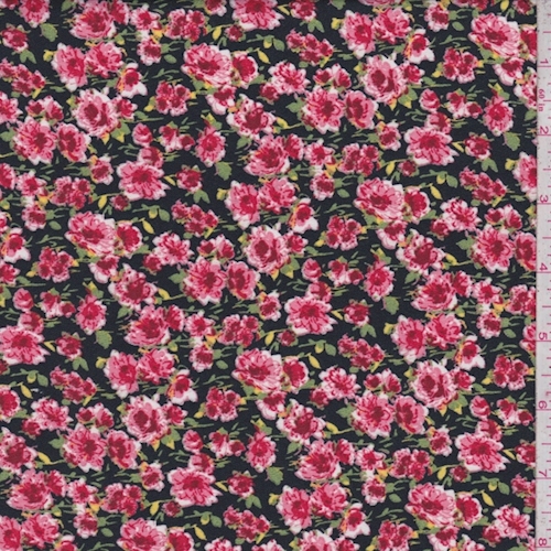 Black/Garnet Floral Garden Challis