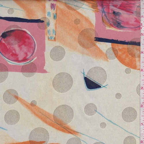 Pale Yellow/Orange/Gold Geo Satin Charmeuse
