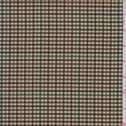 Tan/Kelly/Brown Check Nylon Taffeta