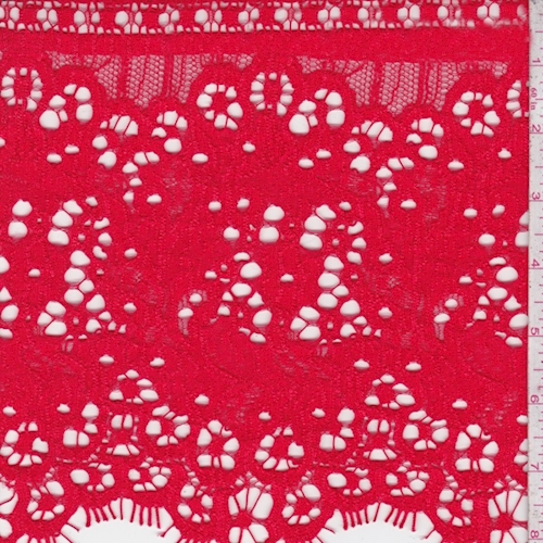Striking Red Floral Corded Lace