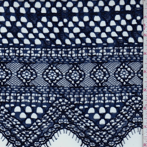 Dark Sapphire Deco Stripe Corded Lace