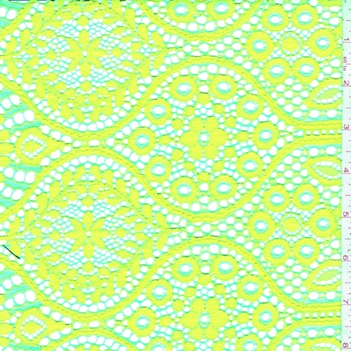 Lemon/Aqua Green Medallion Lattice Lace