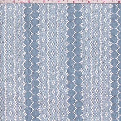 Light Blue Floral/Circular Stripe Lace