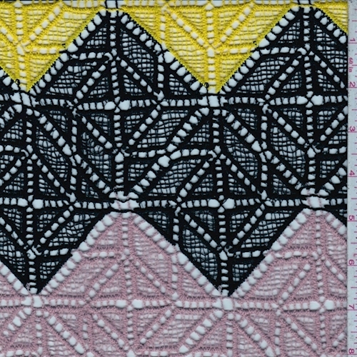 Canary/Mauve/Black Zig Zag Crochet Lace