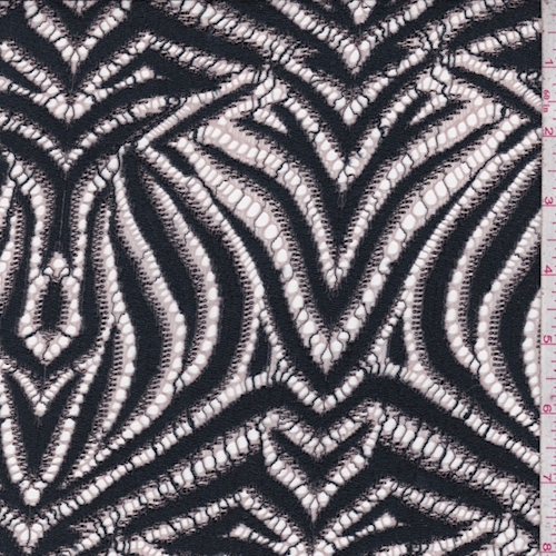 Slate Black/Pale Pink Zebra Stripe Deco Lace