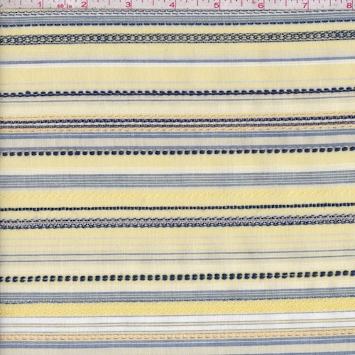 Yellow/Navy Embroidered Stripe Shirting