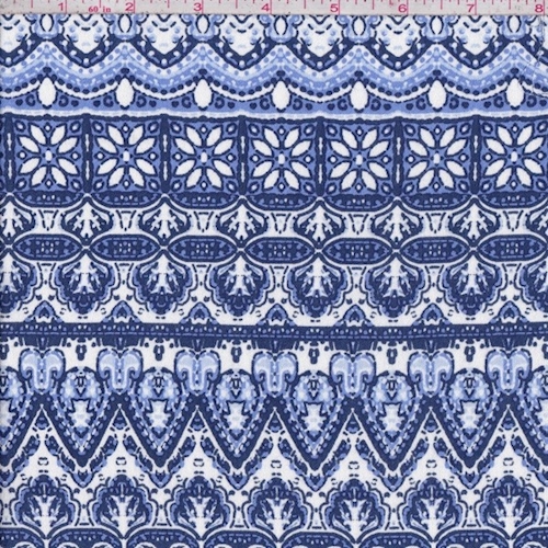 Periwinkle/Navy Deco Stripe Crepon