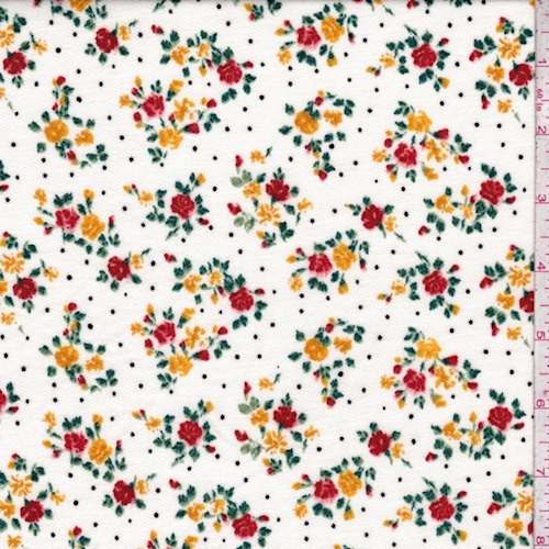 Cream/Red/Gold Mini Floral French Terry Knit