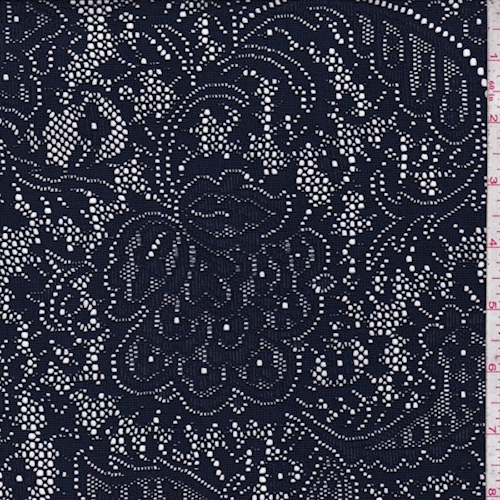 Dark Navy Stylized Floral Lace