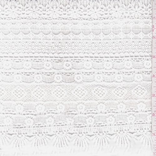 White Crochet Deco Stripe Lace