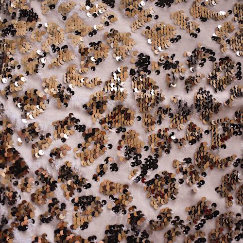 *2 7/8 YD PC--Beige/Black/Gold Reversible Sequin Texture Velvet Knit