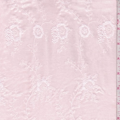 Light Pink Embroidered Floral Baby Wale Corduroy