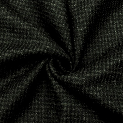 Dark Gray/ Black Wool Bordered Houndstooth Jacketing Fabric APS00551