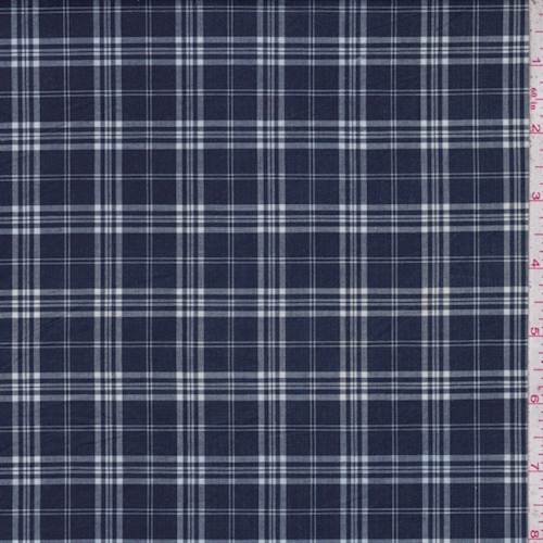 Navy Blue Plaid Shirting