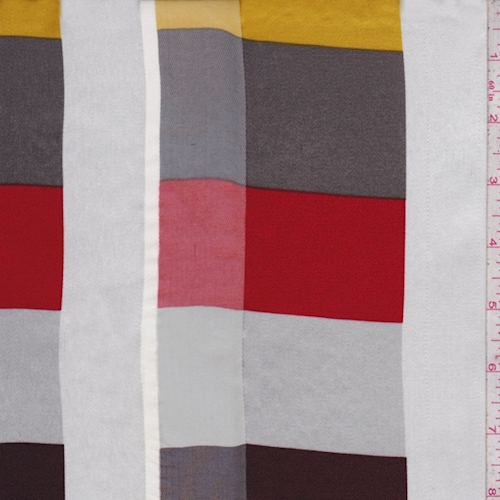White/Maroon/Red Plaid Satin Charmeuse