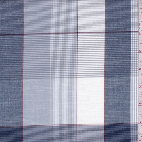 Vintage Navy Plaid Cotton Shirting