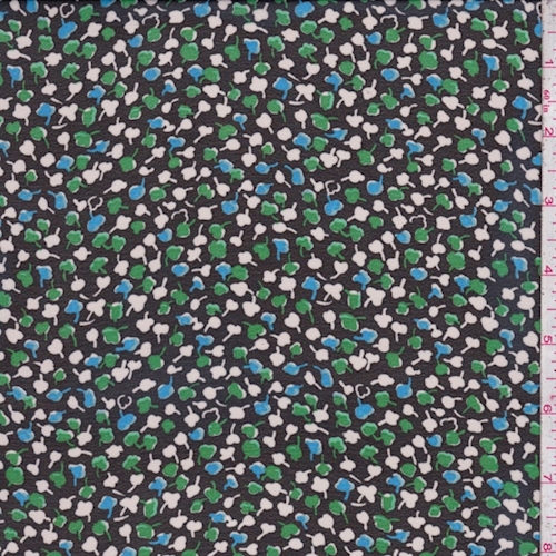 Black/Kelly/Blue Mini Clover Crepe Georgette