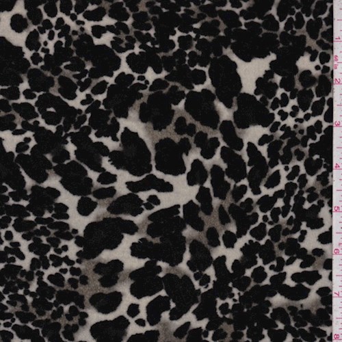 *3 1/4 YD PC--Grey/Black/Charcoal Cheetah Print Stretch Velvet