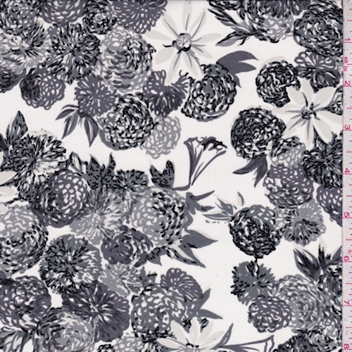 Pearl/Sterling Floral Silk Charmeuse