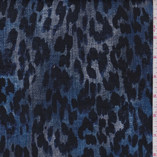 Blue Mottled Cheetah Stretch Denim