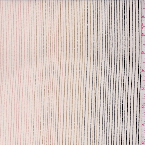 *3 1/8 YD PC--Ivory/Pink/Olive Pinstripe Silk Crepe de Chine