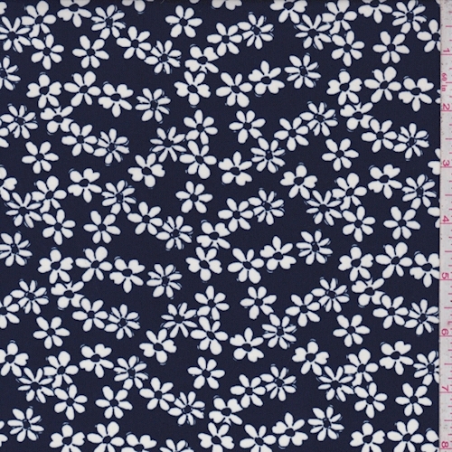*4 YD PC--Dark Navy/White Daisy Rayon Challis