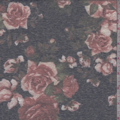 *2 1/4 YD PC--Midnight Blue/Clay Rose Slub Jersey Knit