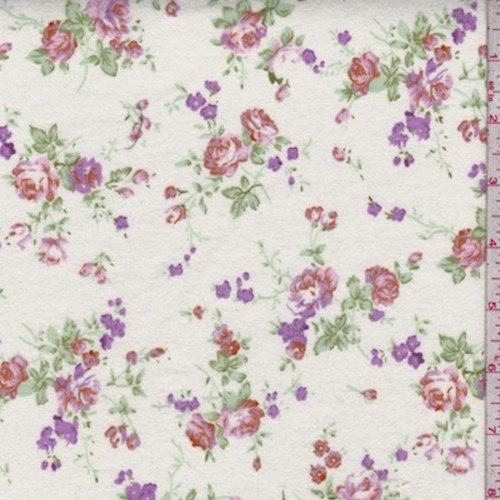 *2 YD PC--Ivory Rose Bouquet Cotton Flannel